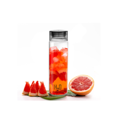 CELLO H2O Glass Fridge Water Bottle with Plastic Cap, 1000ml